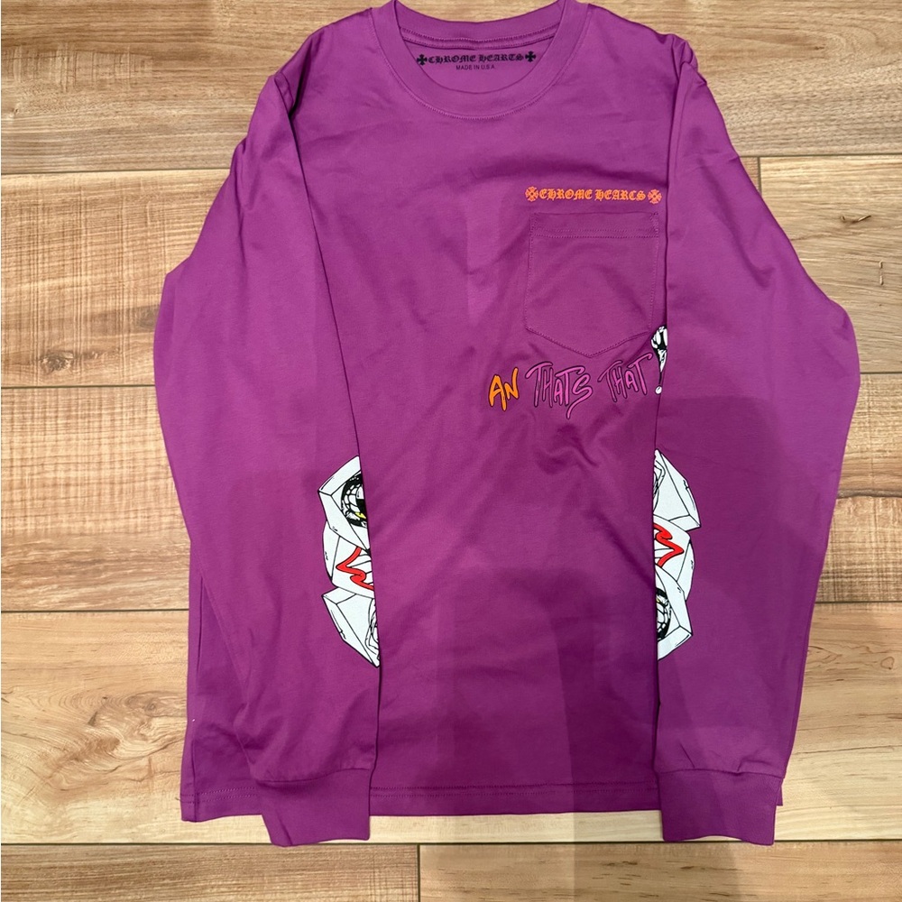 Chrome Hearts Magenta Graphic Long Sleeve Pocket Tee